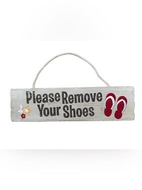 Island Heritage Hawaii: Please Remove Your Shoes Wood Hanging Sign (11 x 3”)